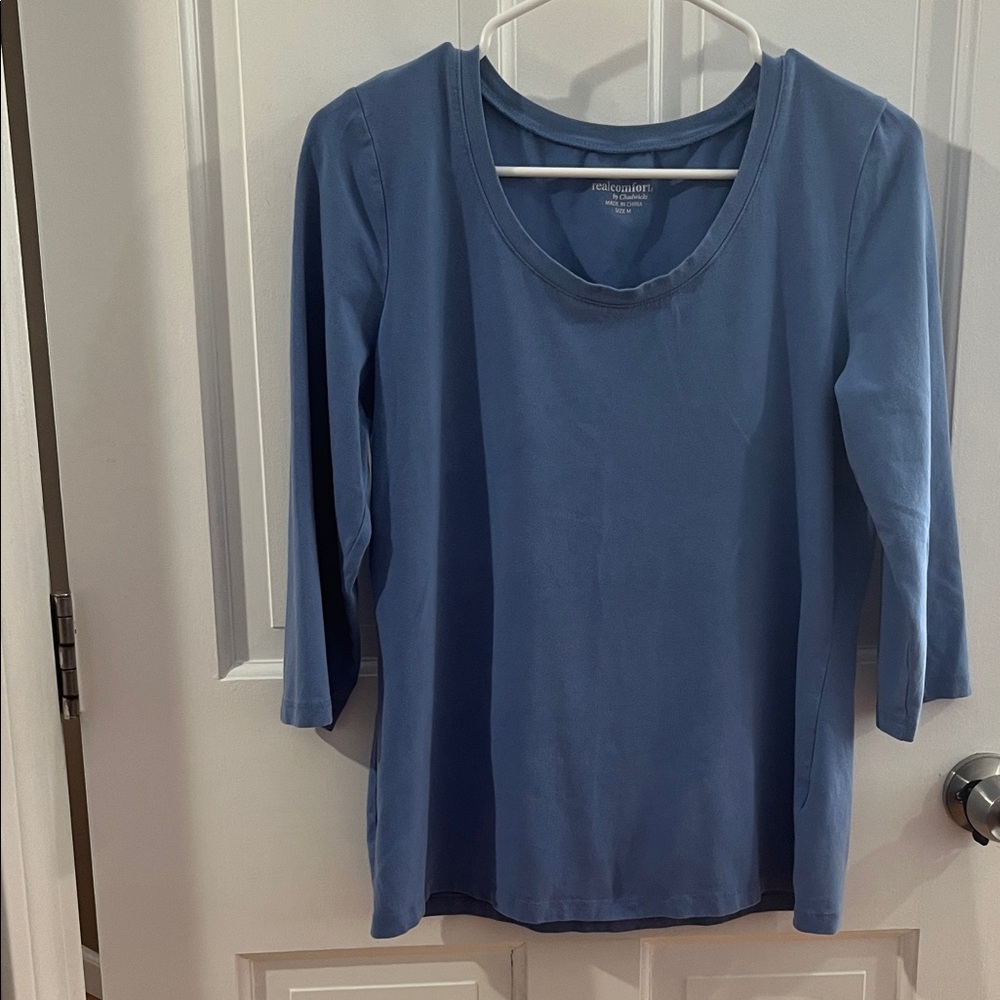 Chadwicks Women's Blue 3/4 Sleeve Tee